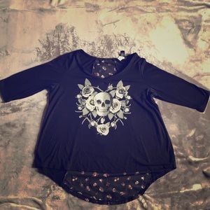 3/4 skull, sheer back Torrid T-Shirt